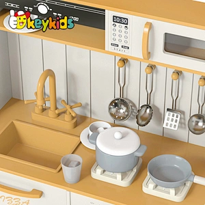 2024 New design 2 in 1 combine toy vegetable market wooden play kitchen for children W10C827