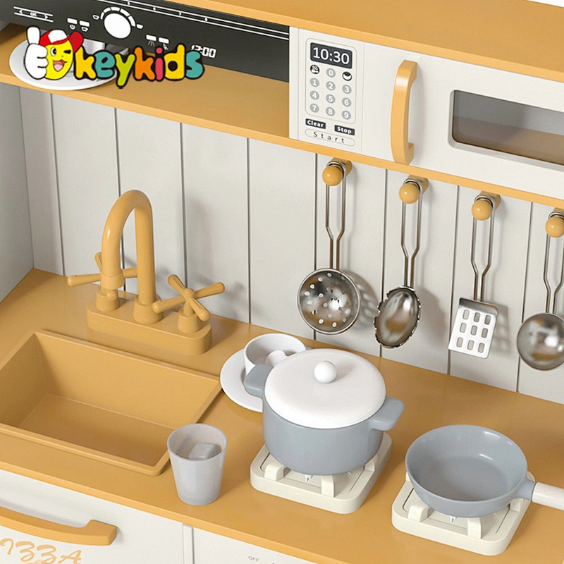 2024 New design 2 in 1 combine toy vegetable market wooden play kitchen for children W10C827